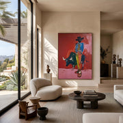 "POP Art" - Modern Heavy Impasto Western Animal Artwork | Rich Color Palette Knife Painting | Luxury Vertical Wall Art #Q 63