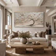 "3D-Textured Art｜Life Tree" - Modern Heavy Impasto Botanical Tree Artwork | 3D Rich Color Palette Knife Painting | Luxury Vertical Wall Art #Q 28
