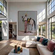 "POP Art" - Modern Heavy Impasto Western Animal Artwork | Rich Color Palette Knife Painting | Luxury Vertical Wall Art #Q 52