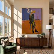 "POP Art" - Modern Heavy Impasto Western Animal Artwork | Rich Color Palette Knife Painting | Luxury Vertical Wall Art #Q 61