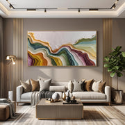 "3D-Textured Art｜Color Flowing Layer" - Modern Heavy Impasto Abstract Artwork | 3D Rich Color Palette Knife Painting | Luxury Vertical Wall Art #Q 33