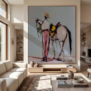 "POP Art" - Modern Heavy Impasto Western Animal Artwork | Rich Color Palette Knife Painting | Luxury Vertical Wall Art #Q 52