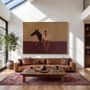 "Vintage Americana Art" - Modern Heavy Impasto Western Animal Artwork | Rich Color Palette Knife Painting | Luxury Horizontal Wall Art #Q 51