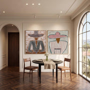 "Vintage Americana Art" - Modern Heavy Impasto Western Animal Artwork | Rich Color Palette Knife Painting | Luxury Two-Panel Vertical Wall Art #Q 50