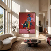 "POP Art" - Modern Heavy Impasto Western Animal Artwork | Rich Color Palette Knife Painting | Luxury Vertical Wall Art #Q 63
