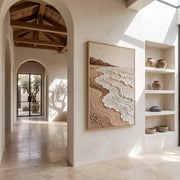 "Wabi‑Sabi Art｜Neutral Tones Stereoscopic Seaside Wall Decor" - Modern Heavy Impasto Abstract Artwork | Rich Color Palette Knife Painting | Luxury Vertical Wall Art #Q 19