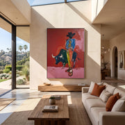 "POP Art" - Modern Heavy Impasto Western Animal Artwork | Rich Color Palette Knife Painting | Luxury Vertical Wall Art #Q 63