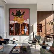 "POP Art" - Modern Heavy Impasto Western Animal Artwork | Rich Color Palette Knife Painting | Luxury Vertical Wall Art #Q 62