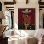 "POP Art" - Modern Heavy Impasto Western Animal Artwork | Rich Color Palette Knife Painting | Luxury Vertical Wall Art #Q 56