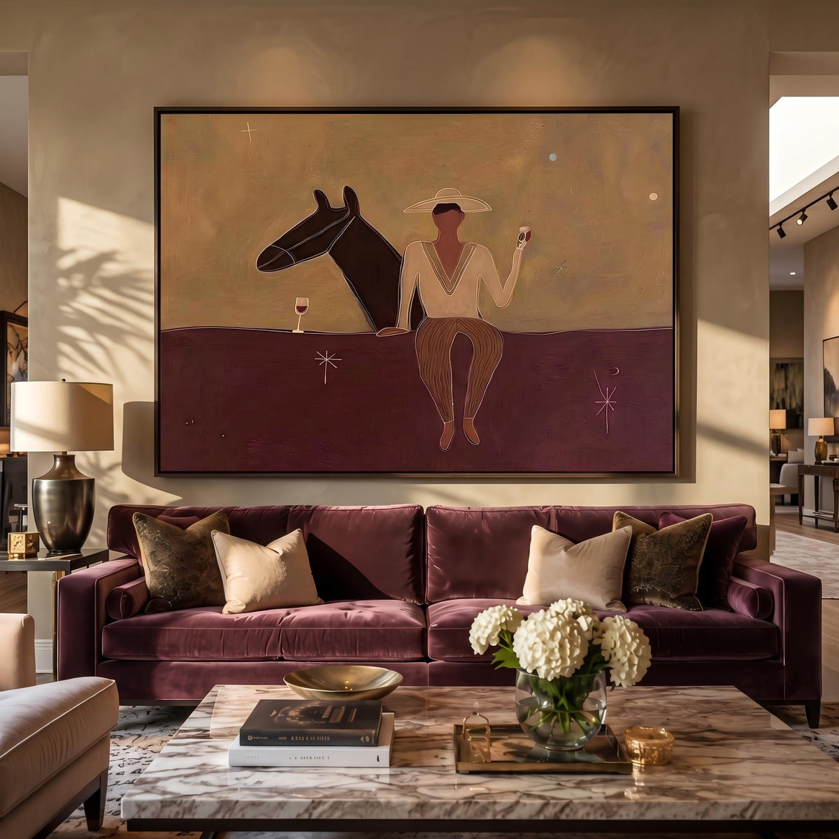 "Vintage Americana Art" - Modern Heavy Impasto Western Animal Artwork | Rich Color Palette Knife Painting | Luxury Horizontal Wall Art #Q 51