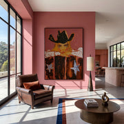 "POP Art" - Modern Heavy Impasto Western Animal Artwork | Rich Color Palette Knife Painting | Luxury Vertical Wall Art #Q 62