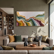 "3D-Textured Art｜Color Flowing Layer" - Modern Heavy Impasto Abstract Artwork | 3D Rich Color Palette Knife Painting | Luxury Vertical Wall Art #Q 33