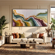 "3D-Textured Art｜Color Flowing Layer" - Modern Heavy Impasto Abstract Artwork | 3D Rich Color Palette Knife Painting | Luxury Vertical Wall Art #Q 33