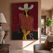 "POP Art" - Modern Heavy Impasto Western Animal Artwork | Rich Color Palette Knife Painting | Luxury Vertical Wall Art #Q 56