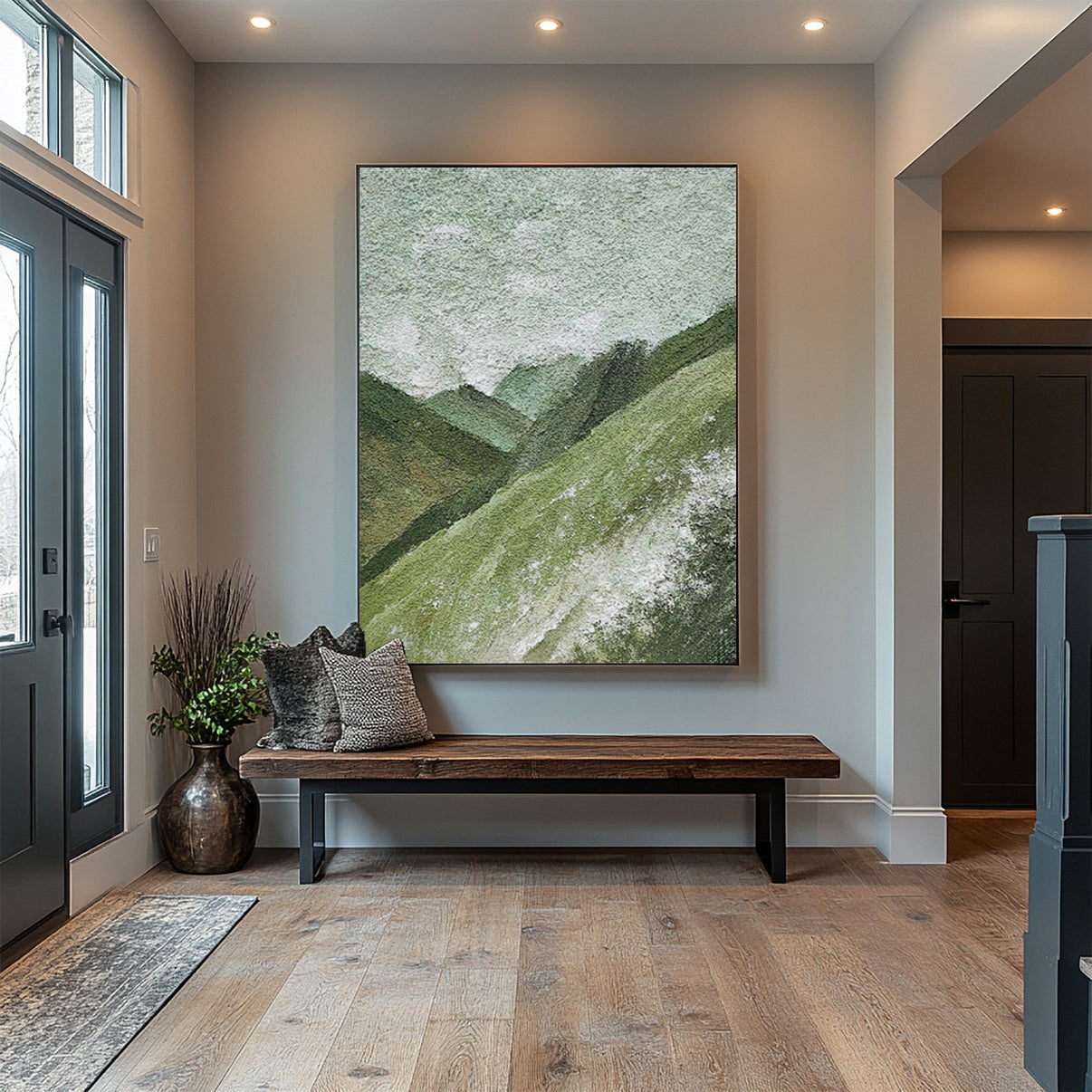 Abstract Art with Texture Evoking Hills and Light Patches #BGA 274 — Front View | Abstract Oil Painting for Home Decor