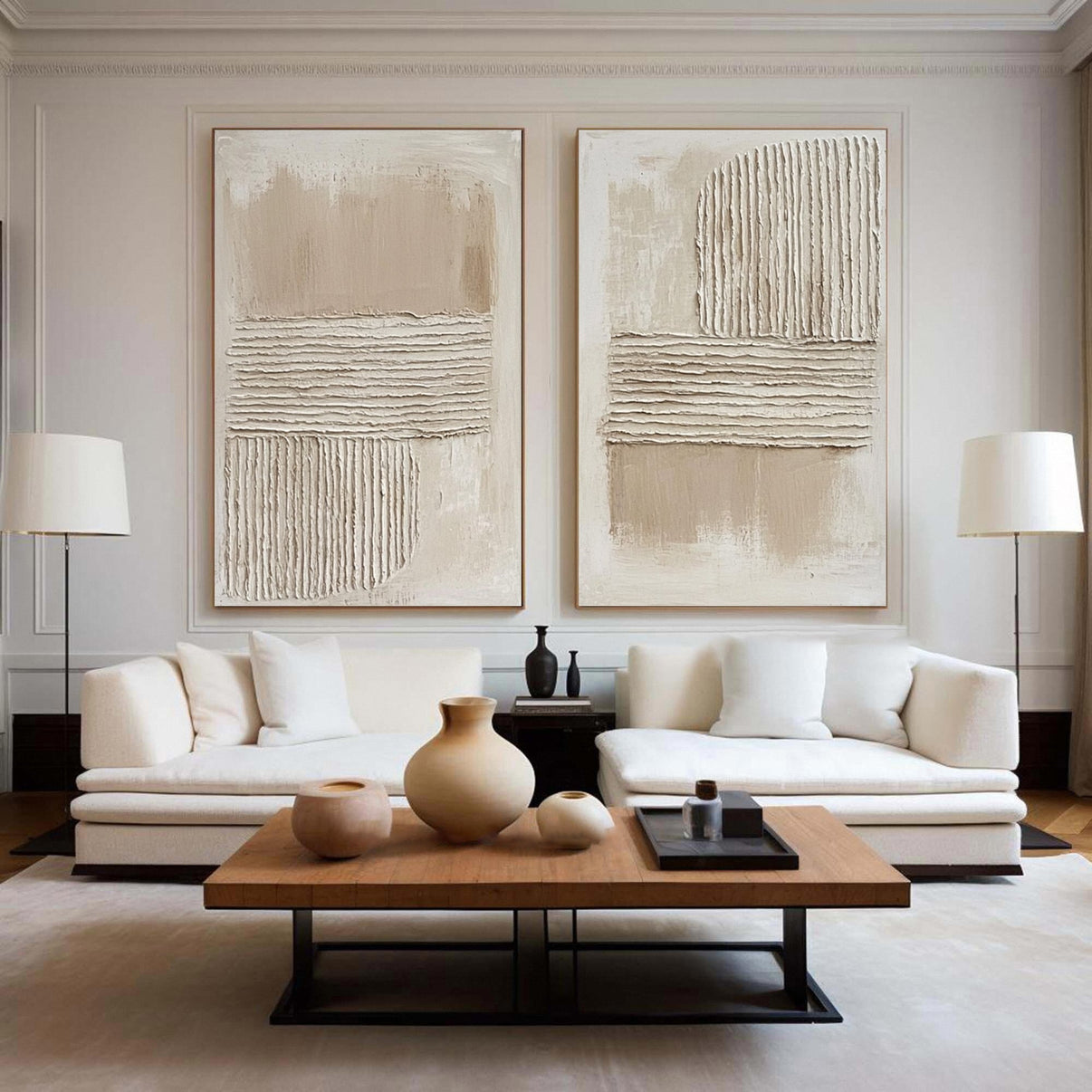 Abstract Composition with Natural Linear and Textural Layers #BGA 241 — Front View | Abstract Oil Painting for Home Decor