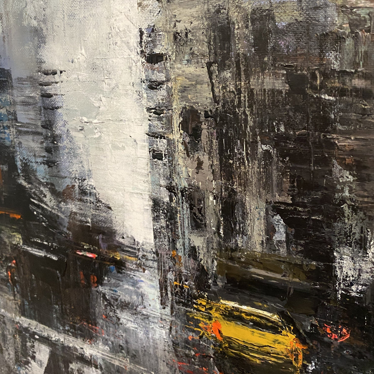 Abstract city vertical painting STREETS OF NEW YORK — Front View | Abstract Oil Painting for Home Decor