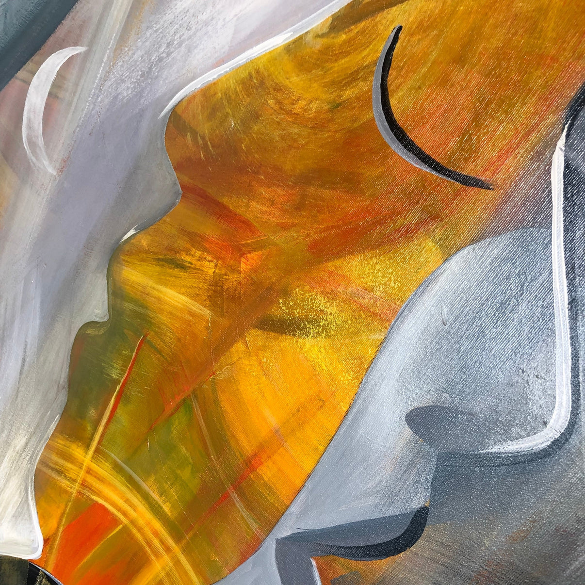 Abstract acrylic faces painting MOON DIVA — Front View | Abstract Oil Painting for Home Decor