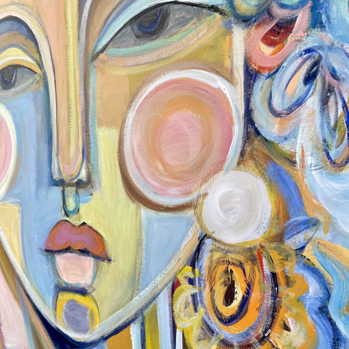 ABSTRACT CHARM 46"x46" | Abstract Canvas Wall Art | QSQart — Front View | Abstract Oil Painting for Home Decor