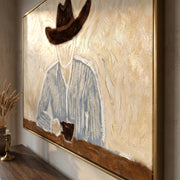 "Vintage Americana Art" - Modern Heavy Impasto Abstract Artwork | Rich Color Palette Knife Painting | Luxury Horizontal Wall Art #Q 7