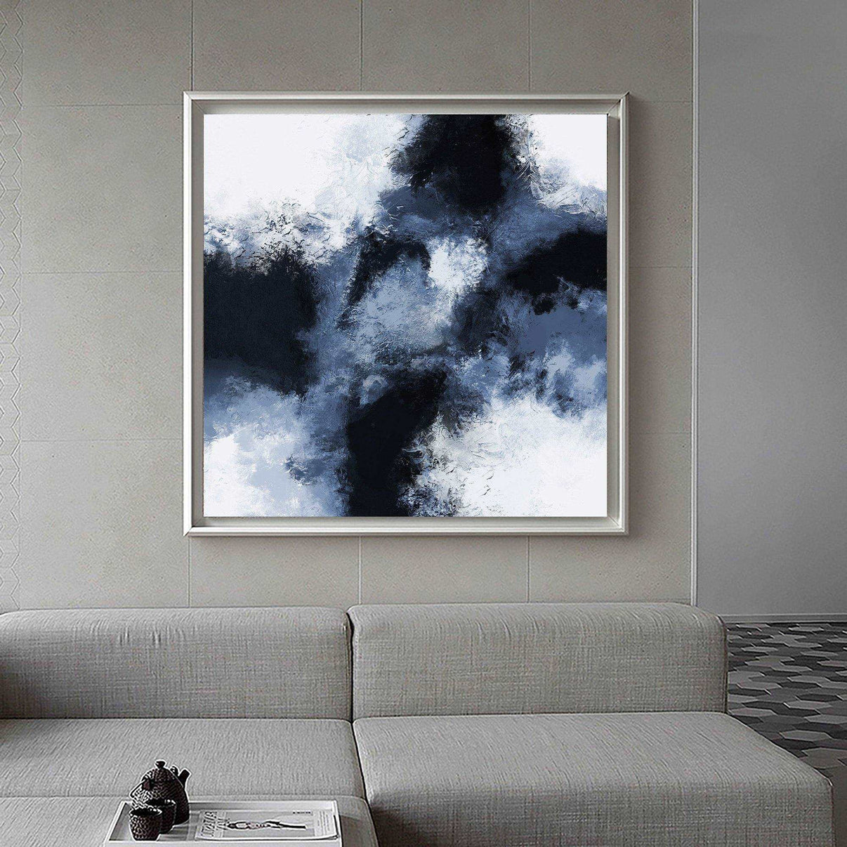 Abstract BLue Painting #ABAS22 — Front View | Abstract Oil Painting for Home Decor