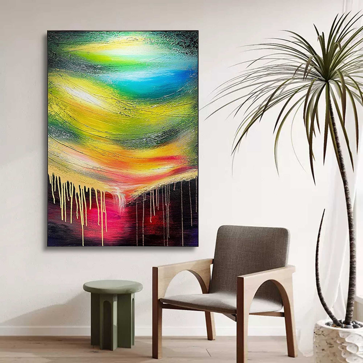 Abstract Canvas Art #AB011 | Abstract Canvas Wall Art | QSQart — Front View | Abstract Oil Painting for Home Decor