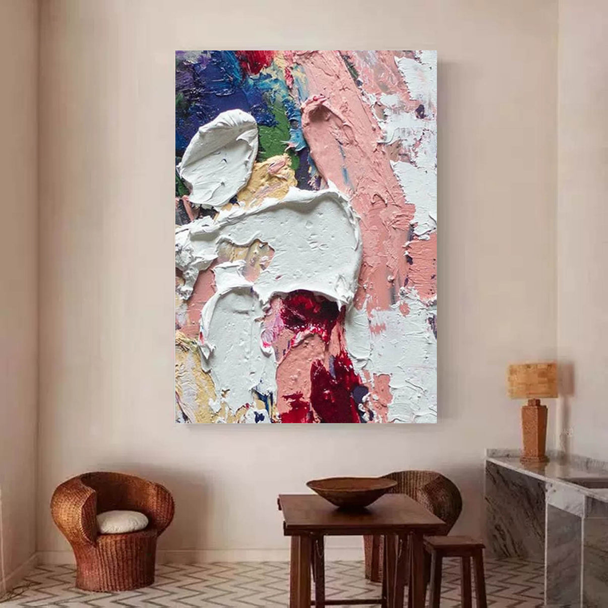 Abstract Canvas Art #AB043 | Abstract Canvas Wall Art | QSQart — Front View | Abstract Oil Painting for Home Decor