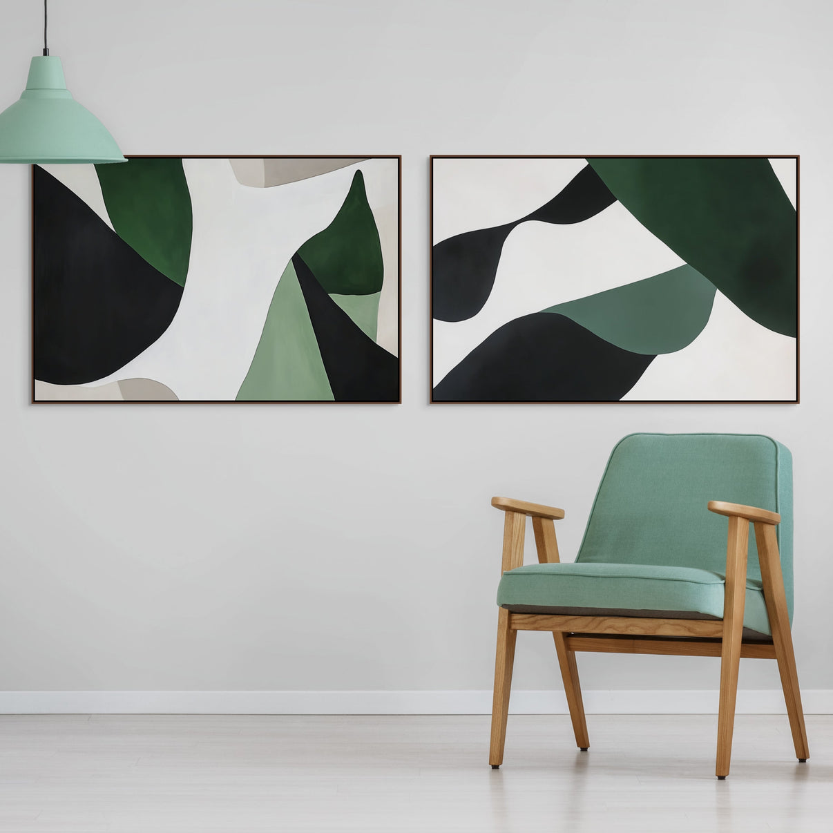 Abstract Greenery Set | Abstract Canvas Wall Art | QSQart — Front View | Abstract Oil Painting for Home Decor