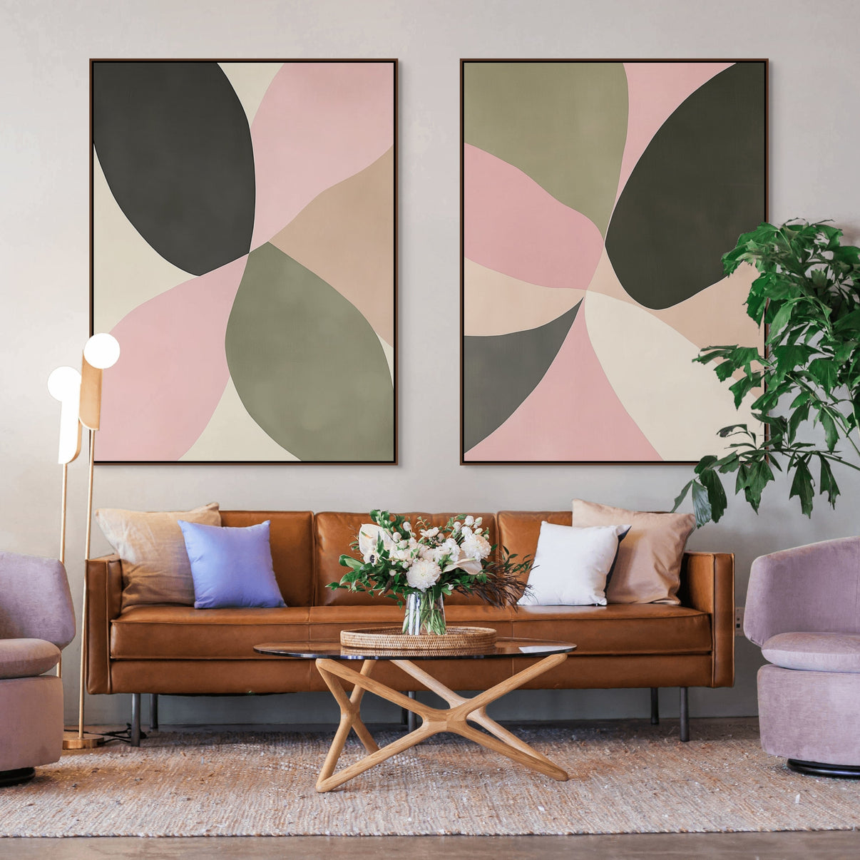 Abstract Florals Set | Abstract Canvas Wall Art | QSQart — Front View | Abstract Oil Painting for Home Decor
