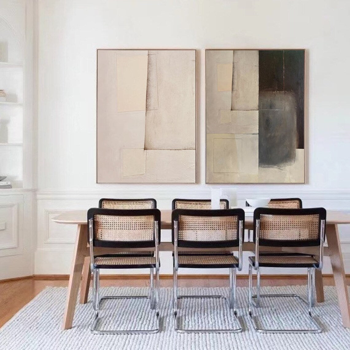 Abstract Harmony Diptych | Abstract Canvas Wall Art | QSQart — Front View | Abstract Oil Painting for Home Decor