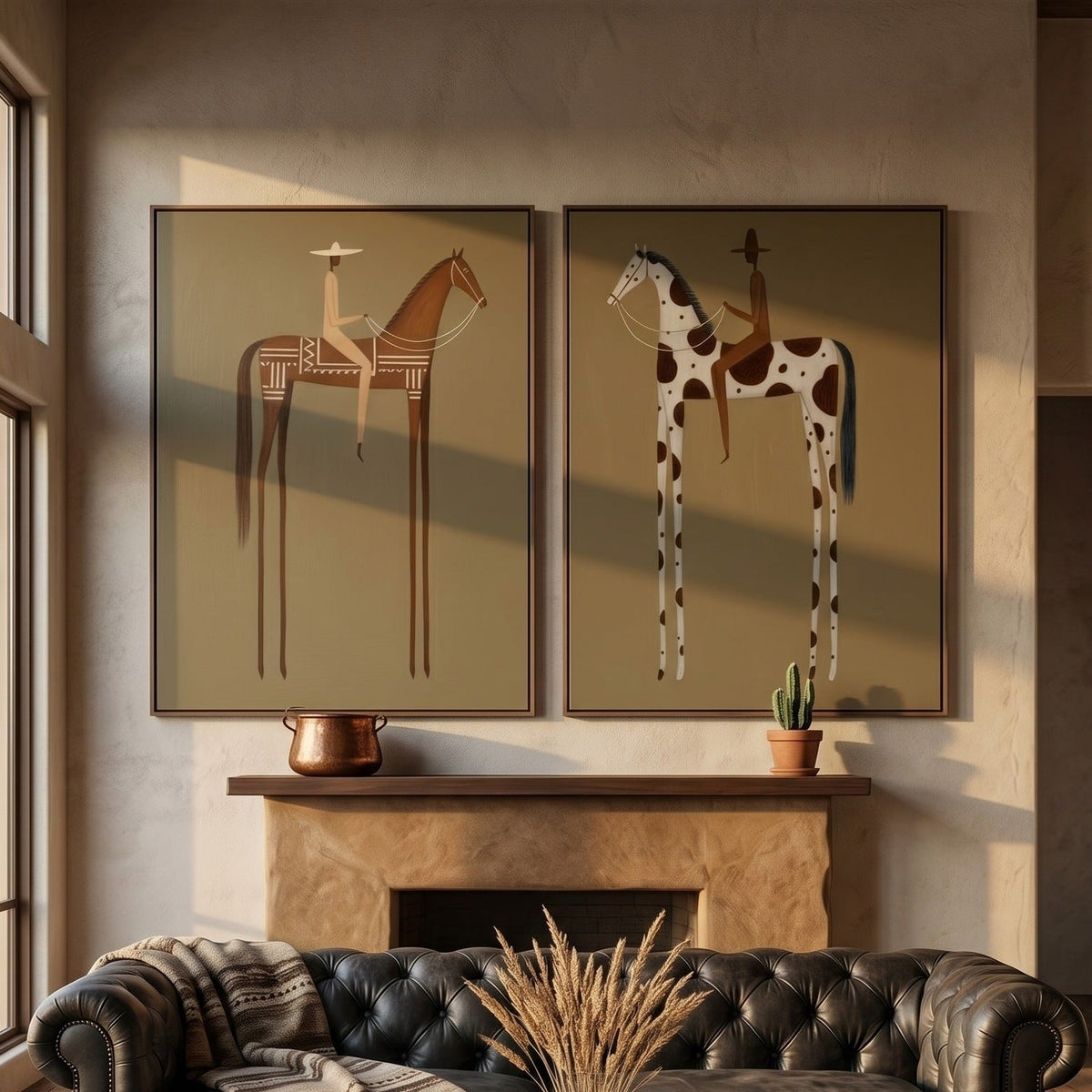 "Vintage Americana Art" - Modern Heavy Impasto Abstract Artwork | Rich Color Palette Knife Painting | Luxury Two-Panel Vertical Wall Art #Q 10