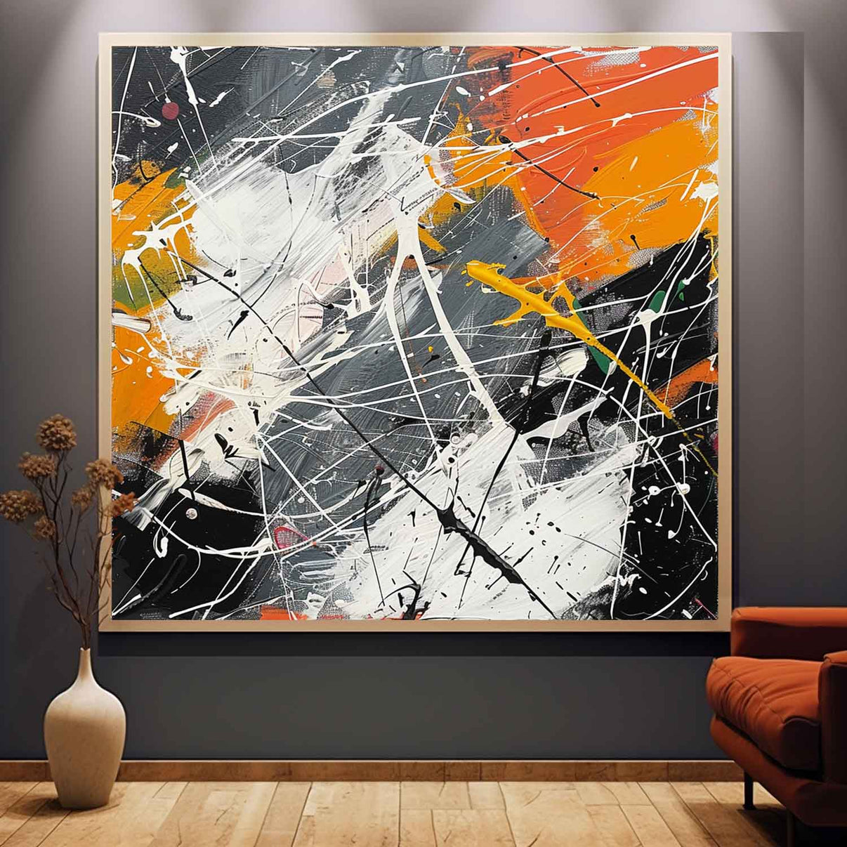 Abstract Expressionist Art #AEA009 — Front View | Abstract Oil Painting for Home Decor