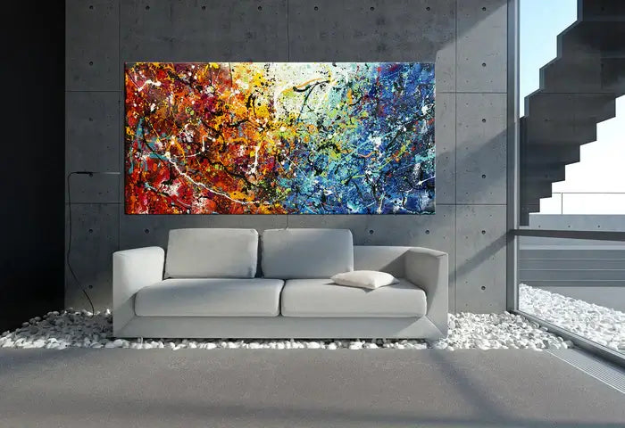 Abstract Jackson Pollock | Handmade Drip Painting — Front View | Abstract Oil Painting for Home Decor