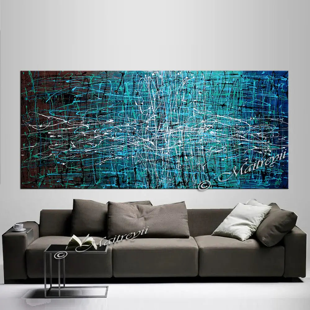 Abstract drip painting | canvas modern wall art — Front View | Abstract Oil Painting for Home Decor