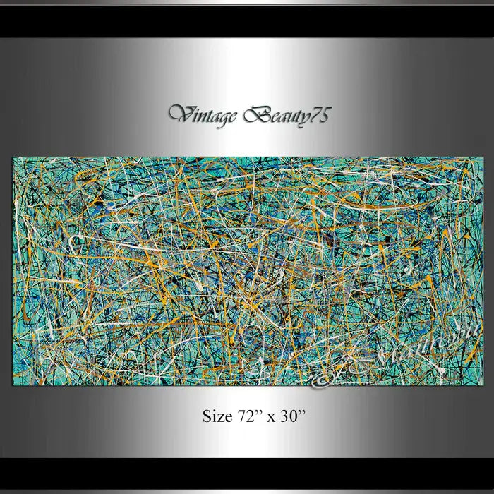 Abstract Art s | Jackson Pollock Style |... | Canvas Art | QSQart — Front View | Abstract Oil Painting for Home Decor