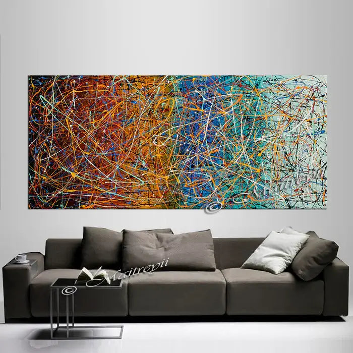 Abstract Artwork on | Jackson Pollock |... | Canvas Art | QSQart — Front View | Abstract Oil Painting for Home Decor