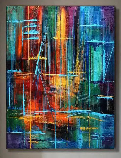 Abstract Art for Sale - Large Modern Art - Visual Illusion 21x51