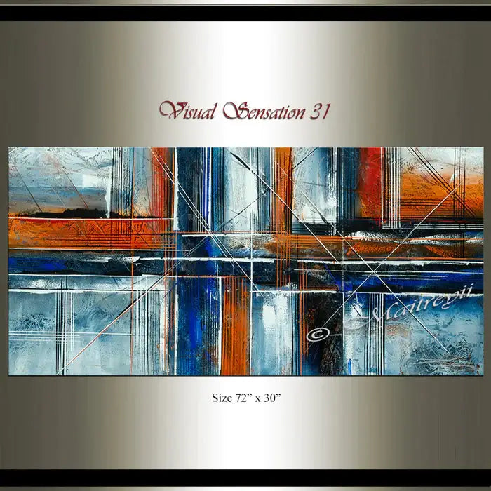 Abstract Art Oil Painting | Modern Wall Art Original- Visual Sensation — Front View | Abstract Oil Painting for Home Decor