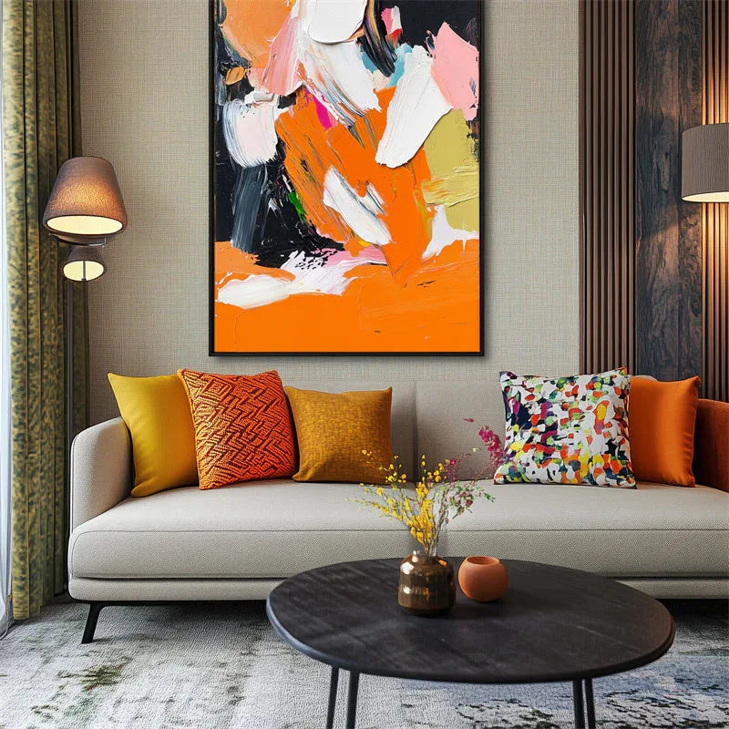 Abstract Bold Color Oil Painting – Modern Vibrant Textured Canvas Art — Front View | Abstract Oil Painting for Home Decor