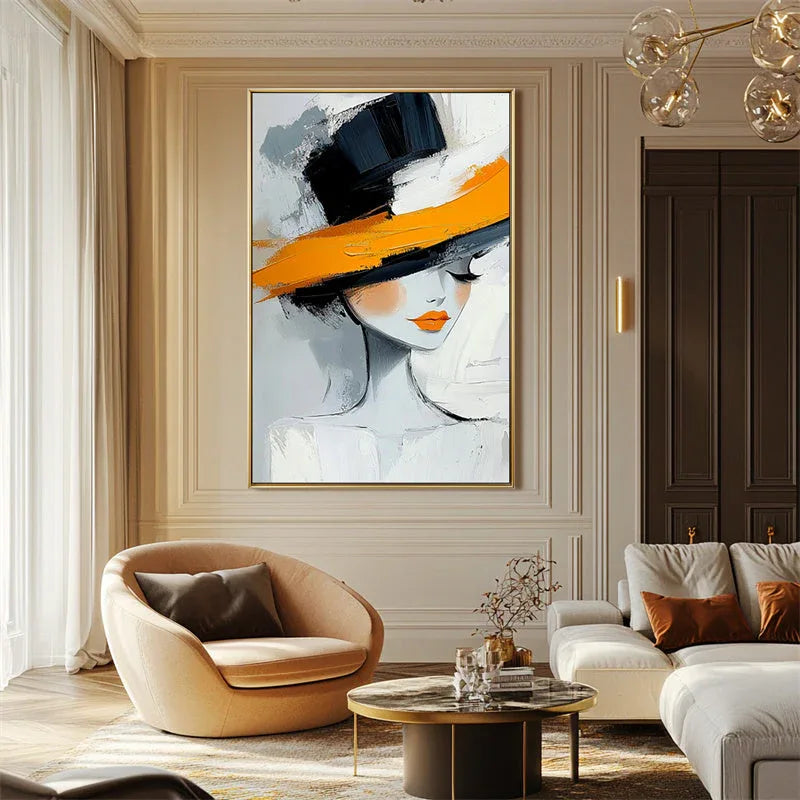 Abstract Portrait Wall Art — Front View | Abstract Oil Painting for Home Decor