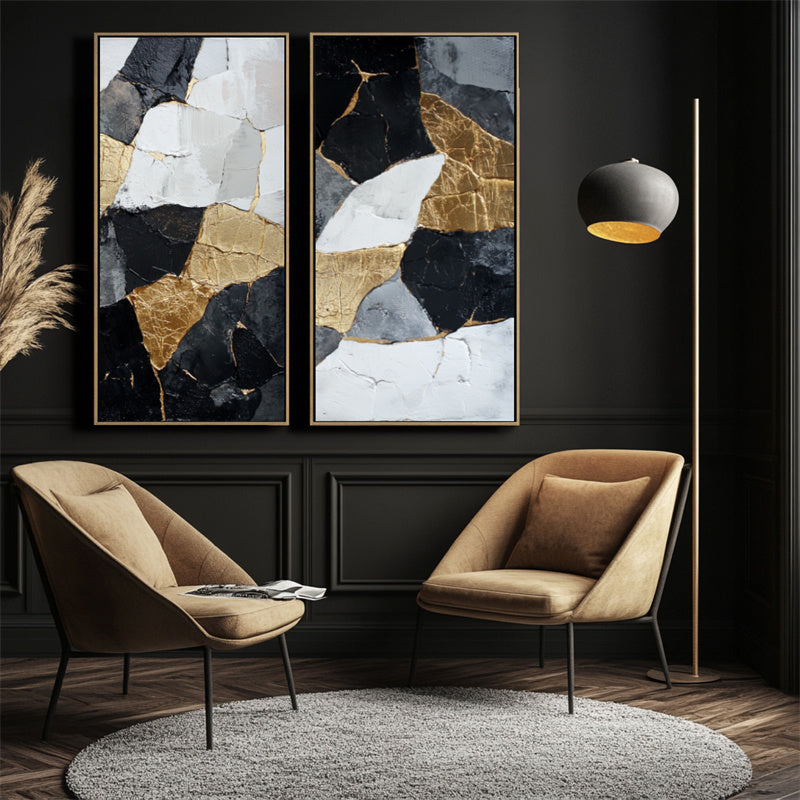 Abstract Gold Black Wall Art-wp241338 — Front View | Abstract Oil Painting for Home Decor