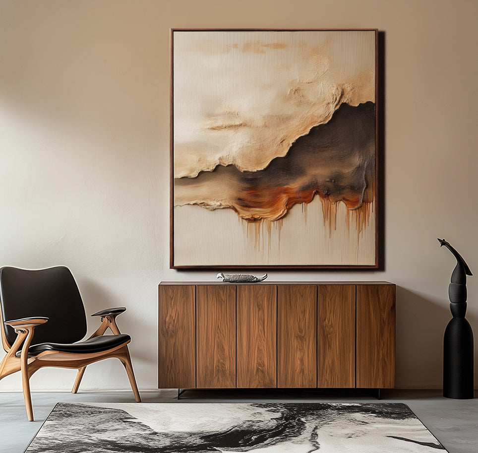 Abstract Earth Tone — Front View | Abstract Oil Painting for Home Decor
