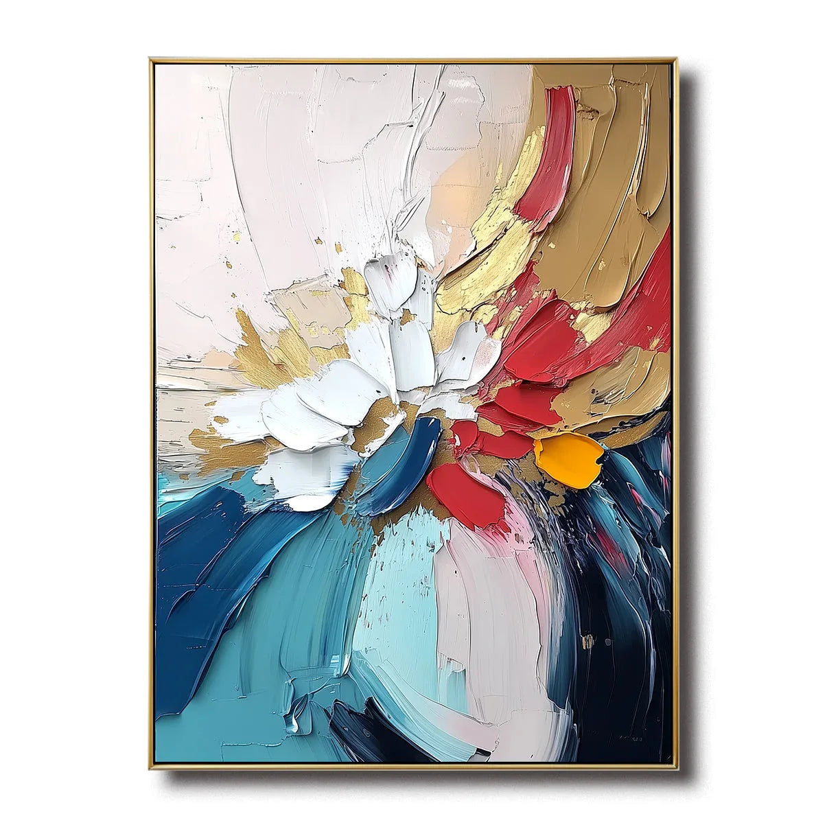 Abstract Bloom Fusion-The Abstract Texture Floral Wall Art #FL10052 — Front View | Abstract Oil Painting for Home Decor