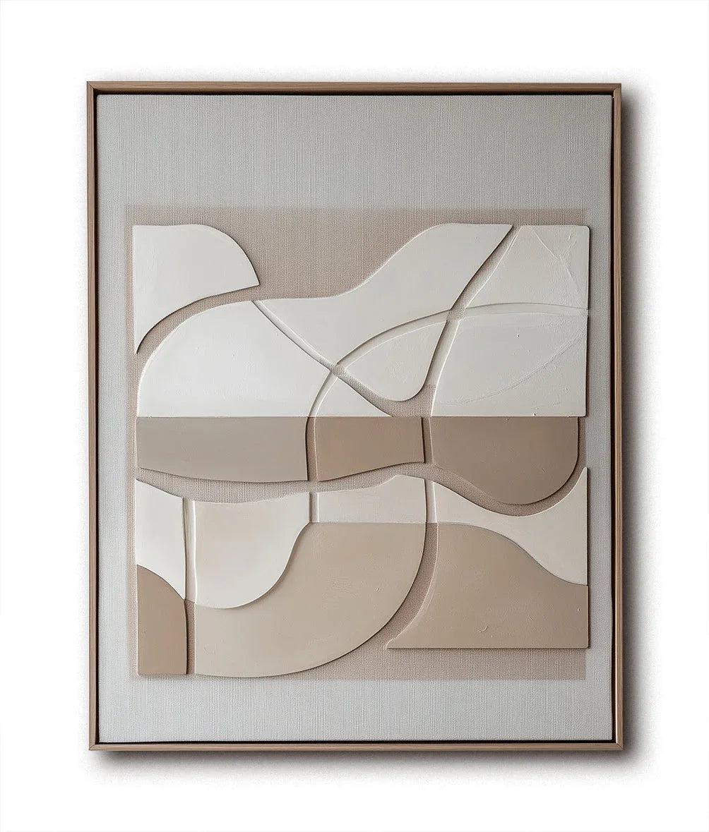 Abstract Harmony-Indoor Decoration Earth Color Abstract Soft Arc Bl... — Front View | Abstract Oil Painting for Home Decor