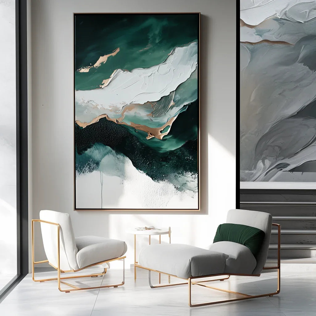 Above the watershed Hand-Painted Water... | Canvas Art | QSQart — Front View | Abstract Oil Painting for Home Decor