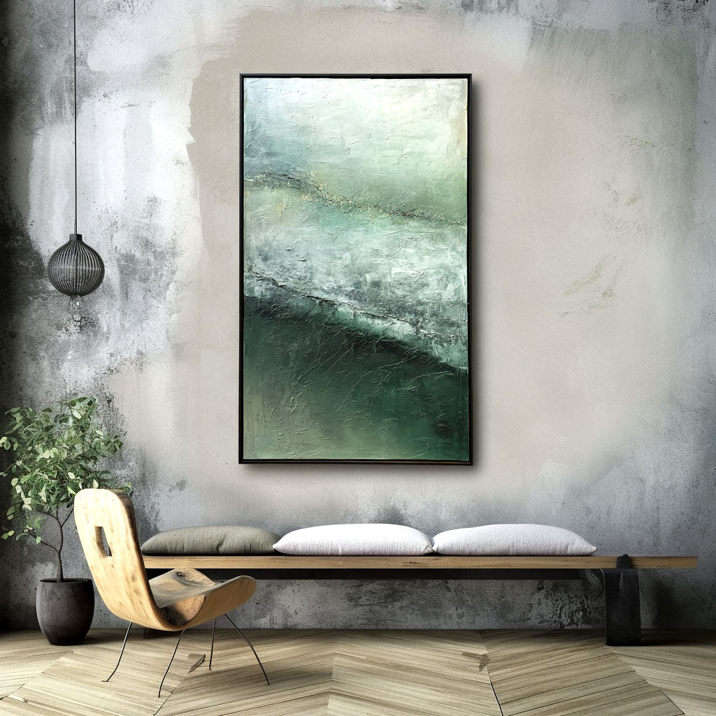 Abstract Greenery AC09 | Abstract Canvas Wall Art | QSQart — Front View | Abstract Oil Painting for Home Decor