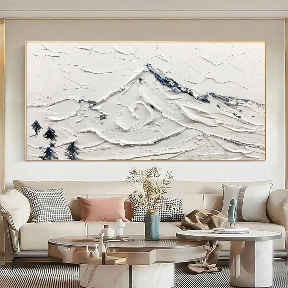 3D Textured Wall Art | Modern Plaster Mountain Decor #JJ 405 — Front View | Abstract Oil Painting for Home Decor