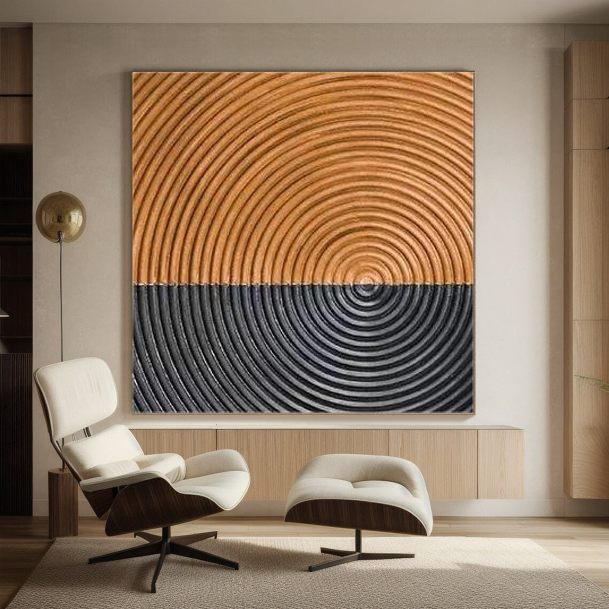 3D Structured | Two-Tone Copper & Black... | Canvas Art | QSQart — Front View | Abstract Oil Painting for Home Decor