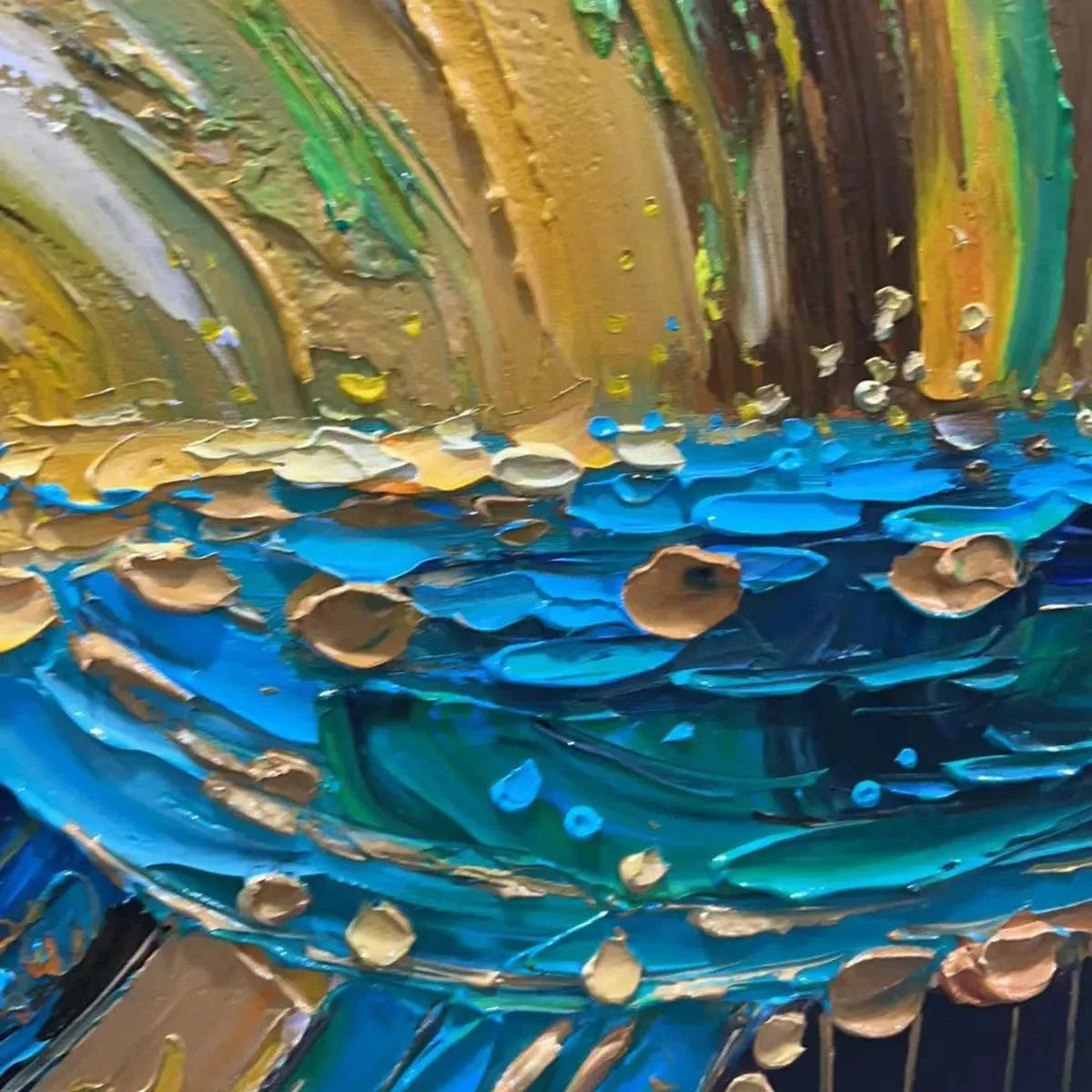 Abstract Sunburst Oil Painting — Front View | Abstract Oil Painting for Home Decor