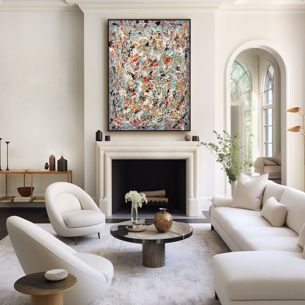 Abstract Colorful Painting "Dance of Fate" — Front View | Abstract Oil Painting for Home Decor